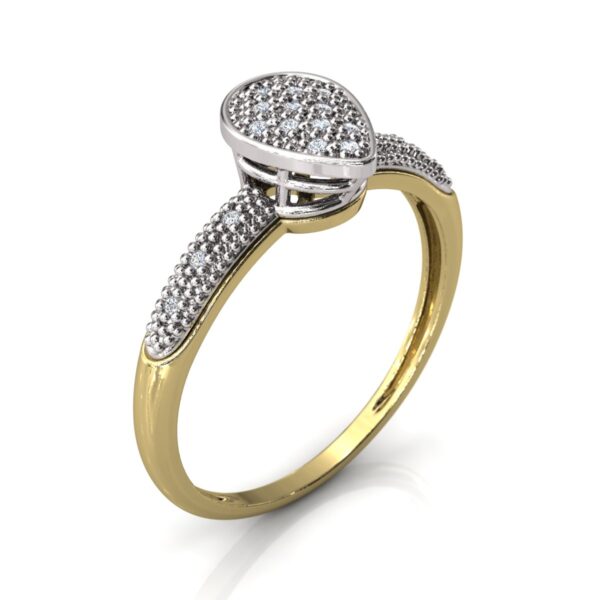 Lindo Anel Chuveiro Diamantes Aro Cravejado Gota Ouro 18k - Image 3