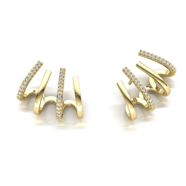 Par De Brincos Ear Cuff Pedras Zircônias Em Ouro 18k